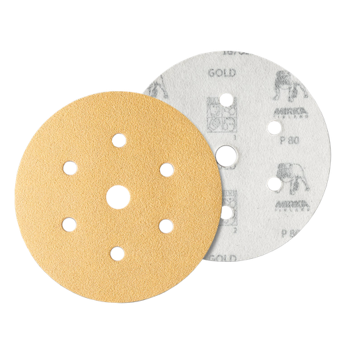 Фото товара "GOLD Шлифовальный бумажный диск, специальный оксид алюминия, 7 отверстий, 150 мм, Р60"